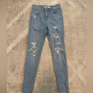 Levi's Light Blue Distressed Skinny Jeans